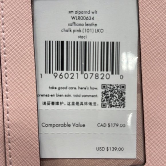 Kate Spade Staci Small Zip Around Wallet Chalk Pink - Picture 8 of 16